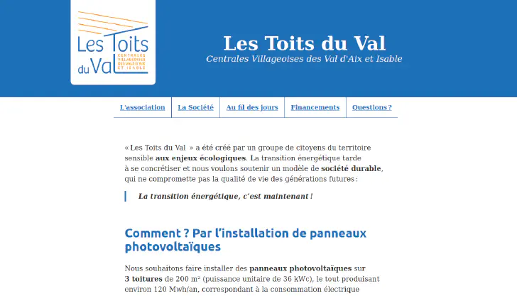 Copie d'écran du site Les Toits du Val